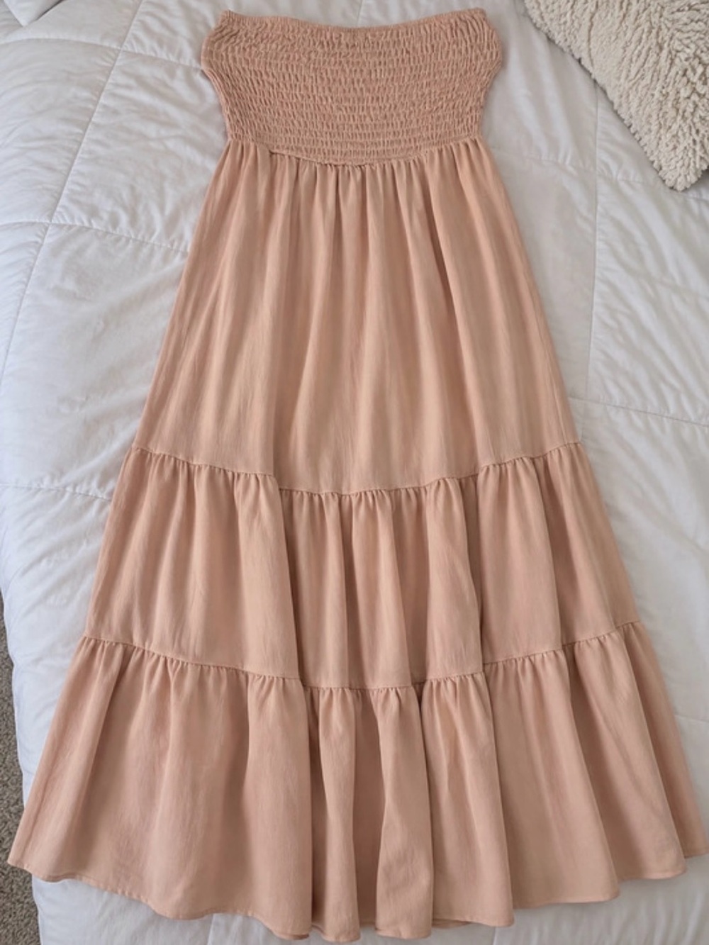 Smocked Tiered Maxi Skirt - Blush Pink